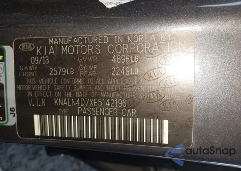 2014 Kia Cadenza Premium from USA, damaged, VIN KNALN4D7XE5142196